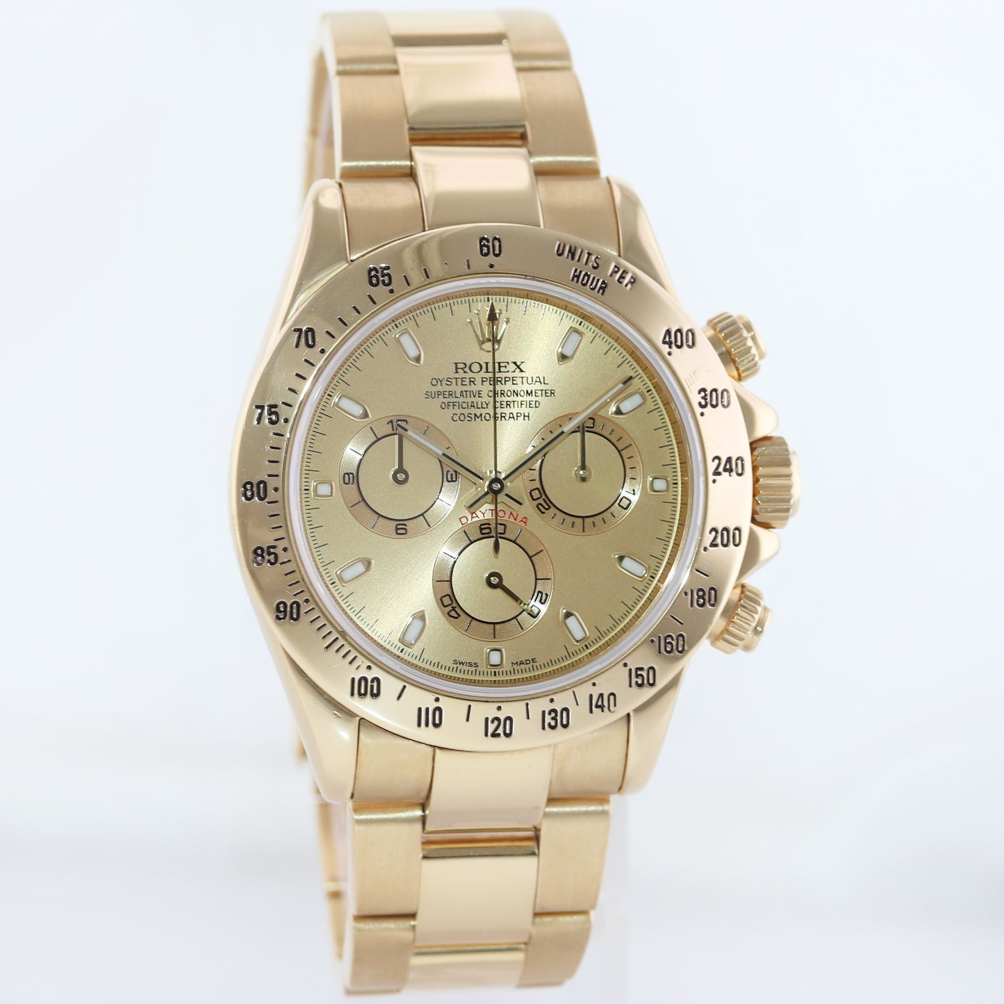 MINT Rolex Daytona 116528 Champagne Chronograph Yellow Gold Watch Box