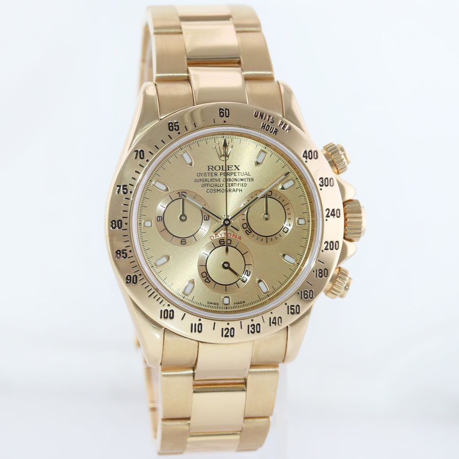 MINT Rolex Daytona 116528 Champagne Chronograph Yellow Gold Watch Box