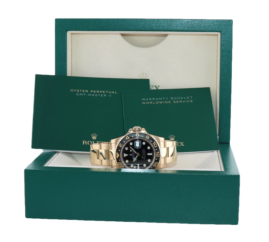 MINT 2018 Rolex GMT-Master 2 Ceramic Black 116718 Yellow Gold 40mm Watch Box