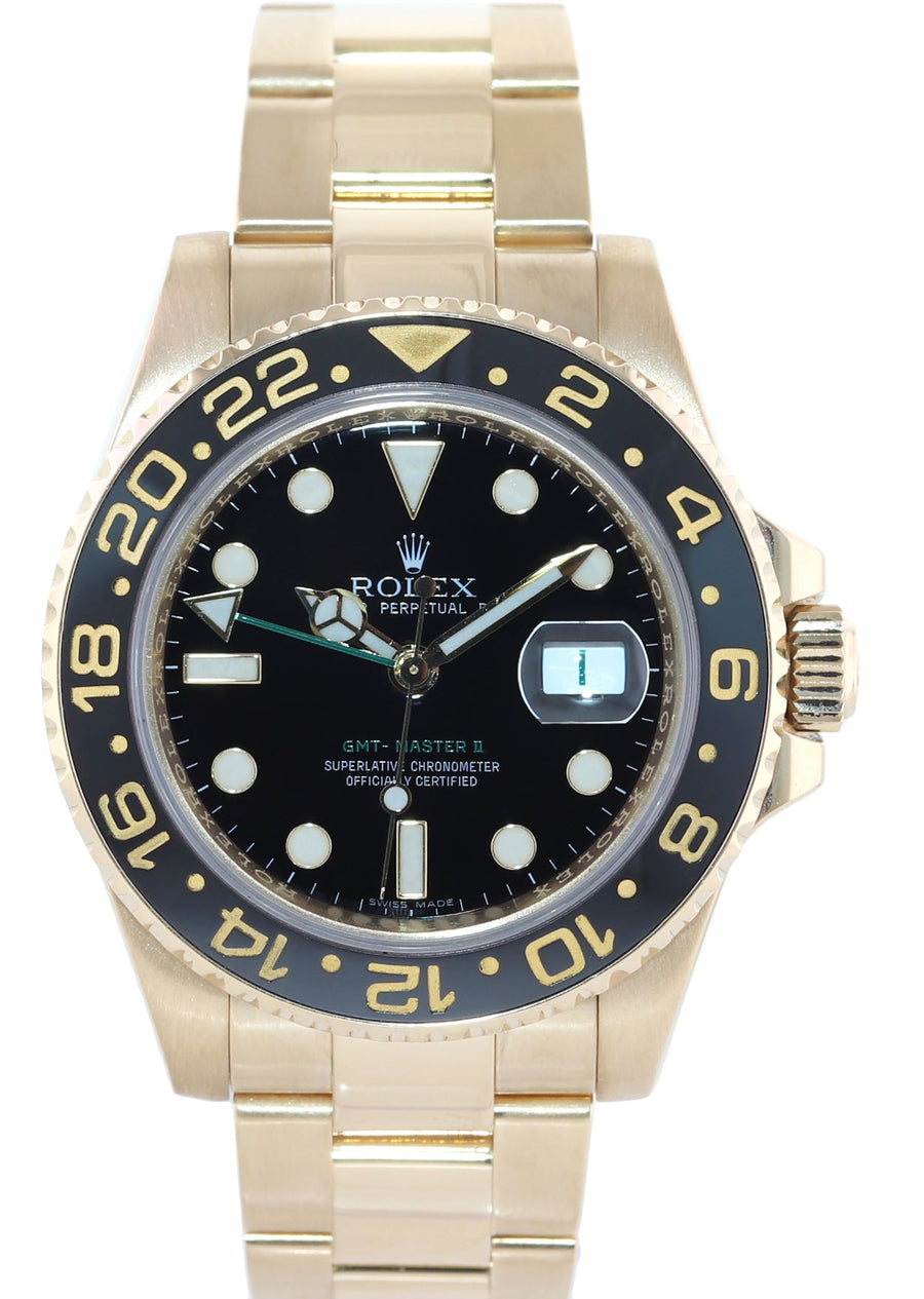 MINT 2018 Rolex GMT-Master 2 Ceramic Black 116718 Yellow Gold 40mm Watch Box