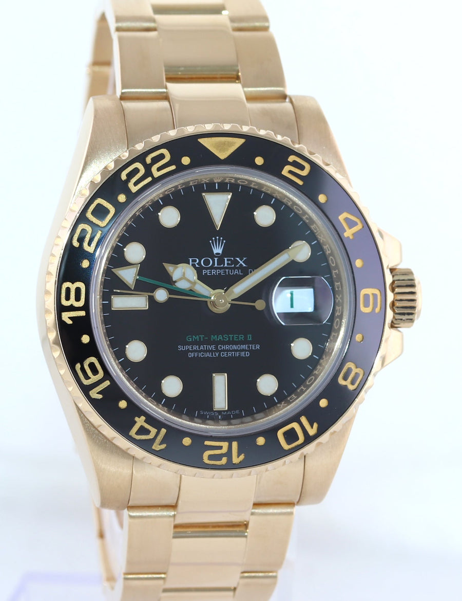 MINT 2018 Rolex GMT-Master 2 Ceramic Black 116718 Yellow Gold 40mm Watch Box