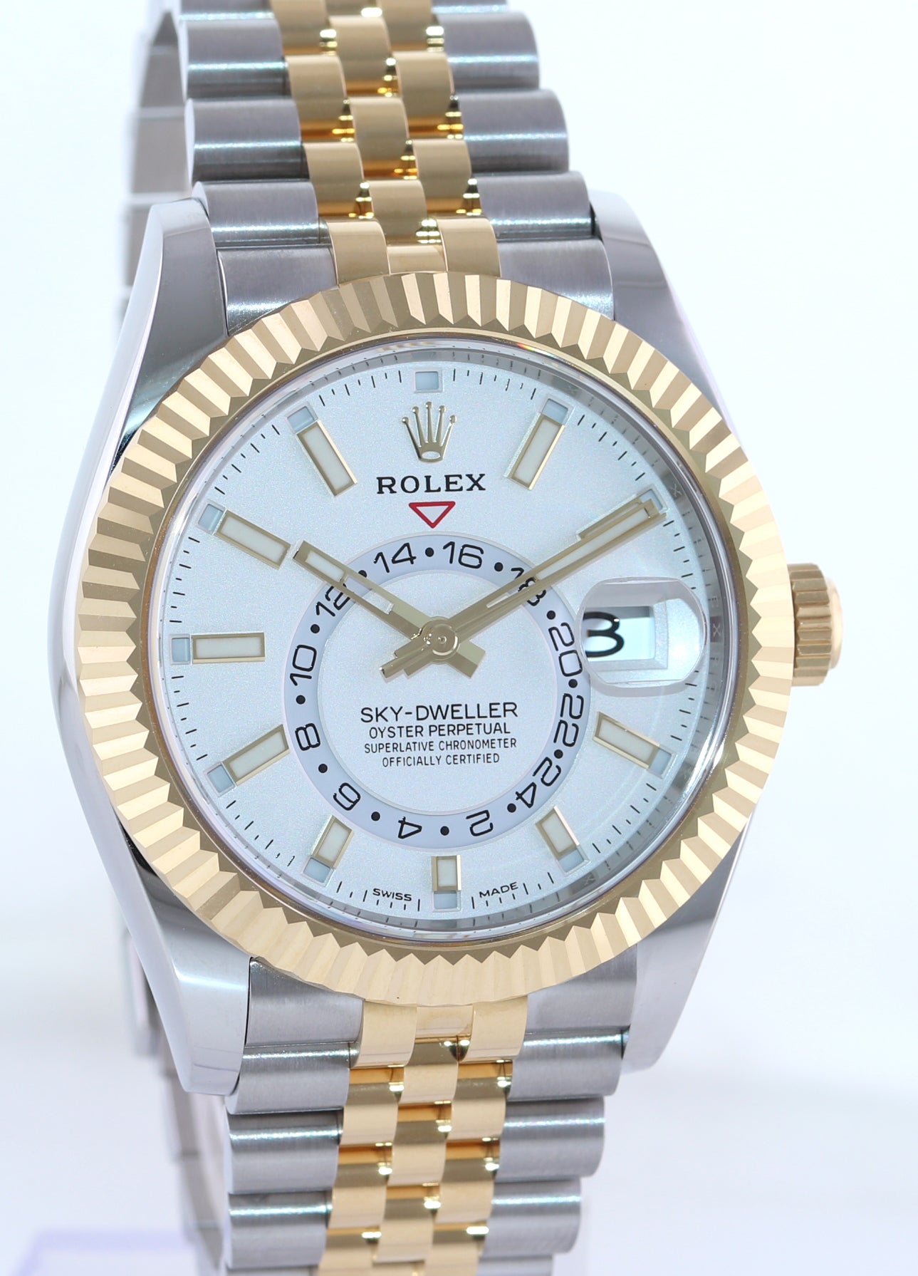 2021 NEW PAPERS Rolex 326933 Sky-Dweller 42mm White Dial Two Tone Steel Gold Jubilee Watch
