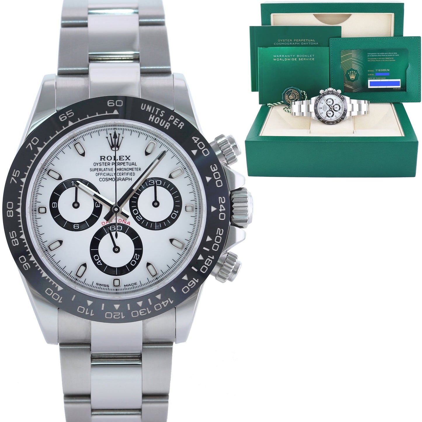 2023 NEW PAPERS Rolex Daytona 116500LN White Dial 40mm Steel Panda Watch Box