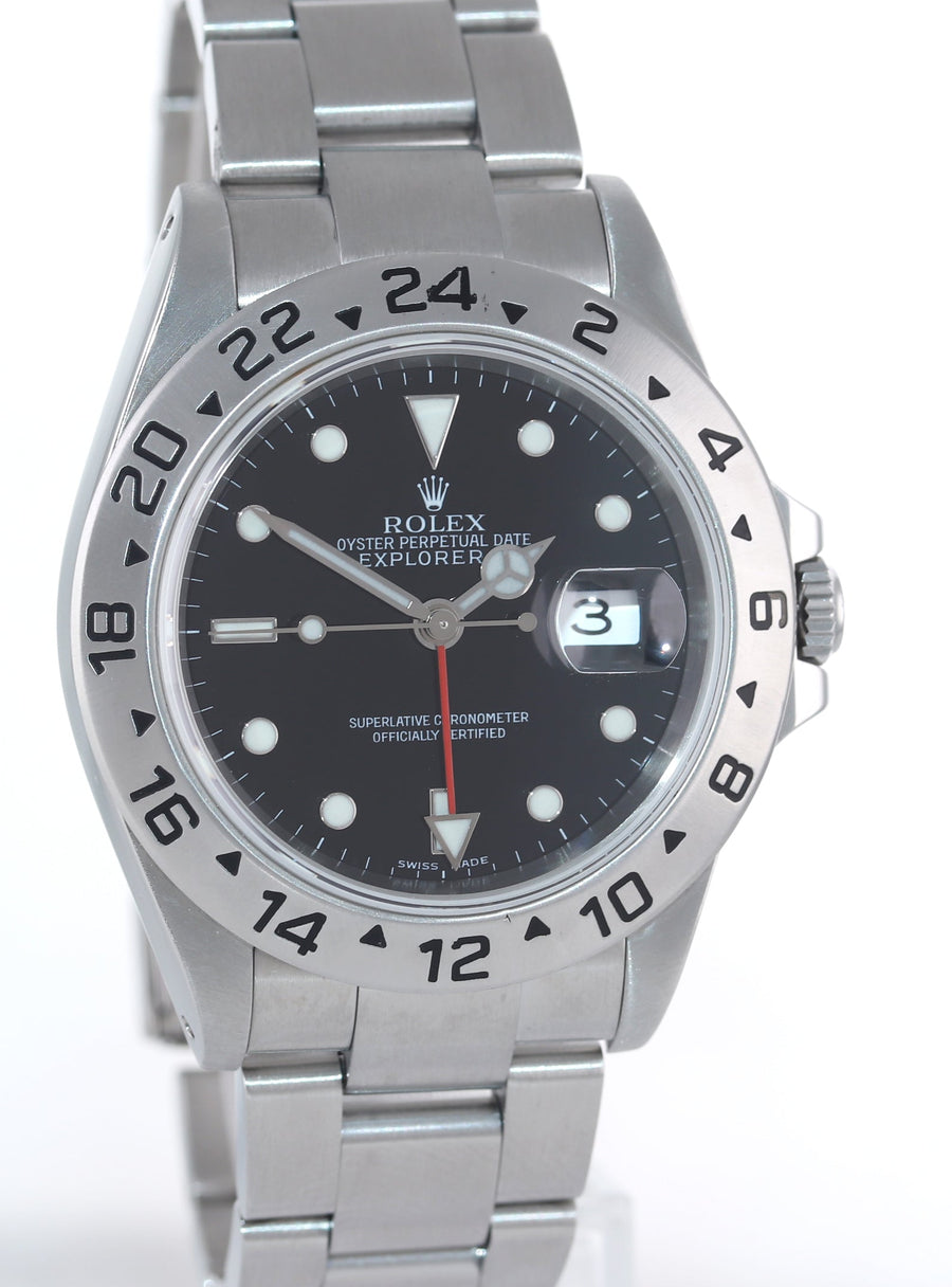 1999 MINT Rolex Explorer II 16570 Stainless Steel Black Dial GMT 40mm Watch Box