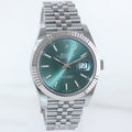 Aug 2025 NEW PAPERS Rolex DateJust 41 Mint Green Jubilee Fluted 126334 Watch Box