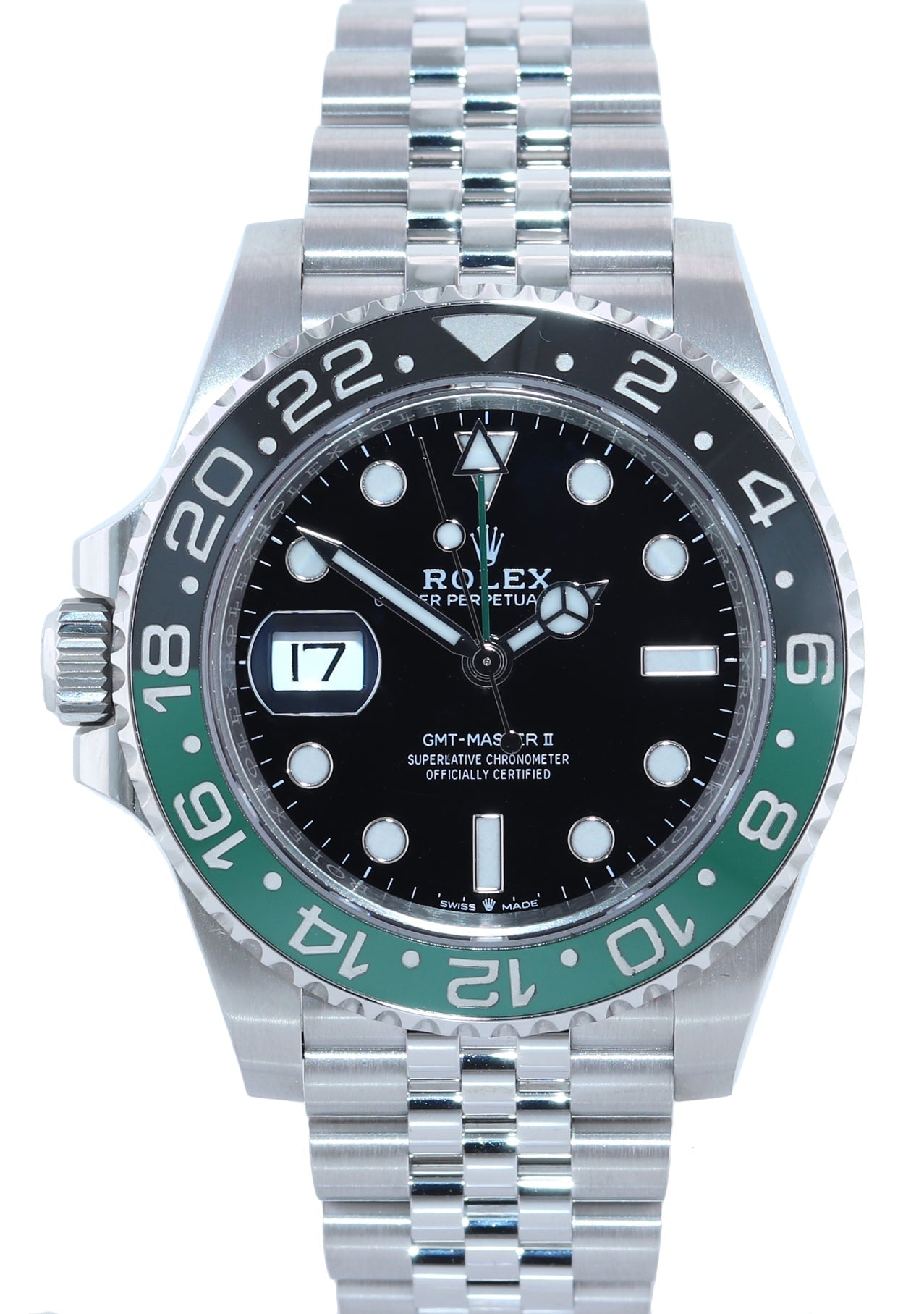 June 2022 PAPERS Rolex GMT-Master II SPRITE Green Black Jubilee Steel 126720 VTNR Watch