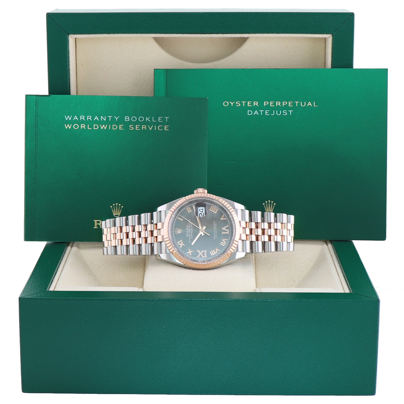 MINT PAPERS Rolex DateJust 36mm Jubilee Rhodium Diamond Rose Gold 126231 Watch