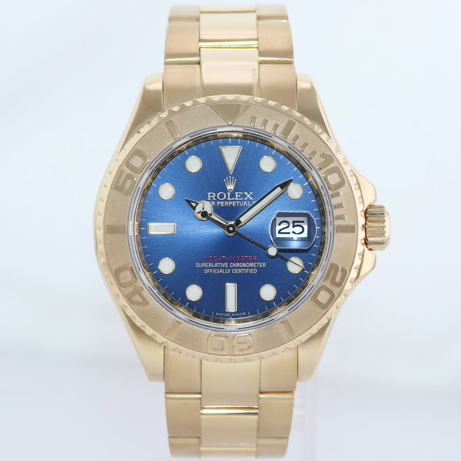 MINT 2009 Rolex Yacht-Master 18k Yellow Gold 16628 40mm Blue Watch Box