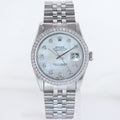 DIAMOND Bezel Rolex DateJust 36mm Mother of Pearl 16200 Steel Watch Box