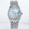 DIAMOND Bezel Rolex DateJust 36mm Mother of Pearl 16200 Steel Watch Box