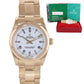 Ladies Rolex Oyster Perpetual 18k Yellow Gold 31mm Midsize White Roman Watch