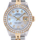 Diamond Mother of Pearl Ladies Rolex DateJust 26mm 69173 Two Tone Gold Steel Watch