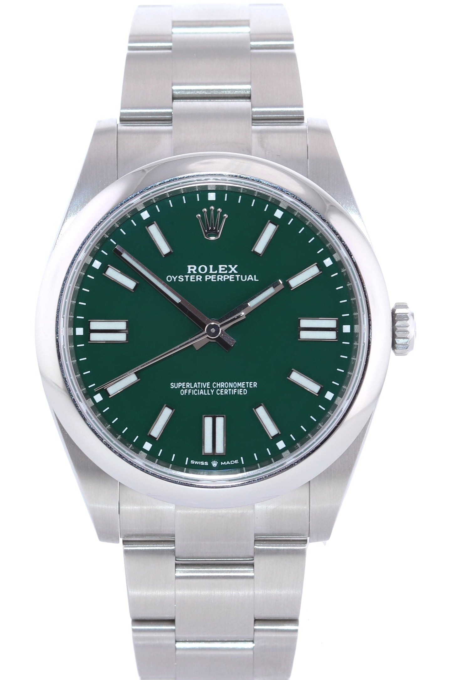 2022 NEW PAPERS Rolex 124300 Oyster Perpetual 41mm Green Dial Watch Box