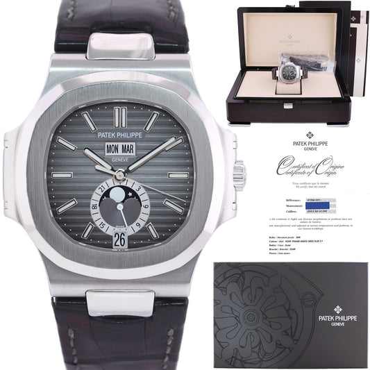 2014 MINT PAPERS Patek Philippe Nautilus Moonphase 5726a Grey Steel Watch Box