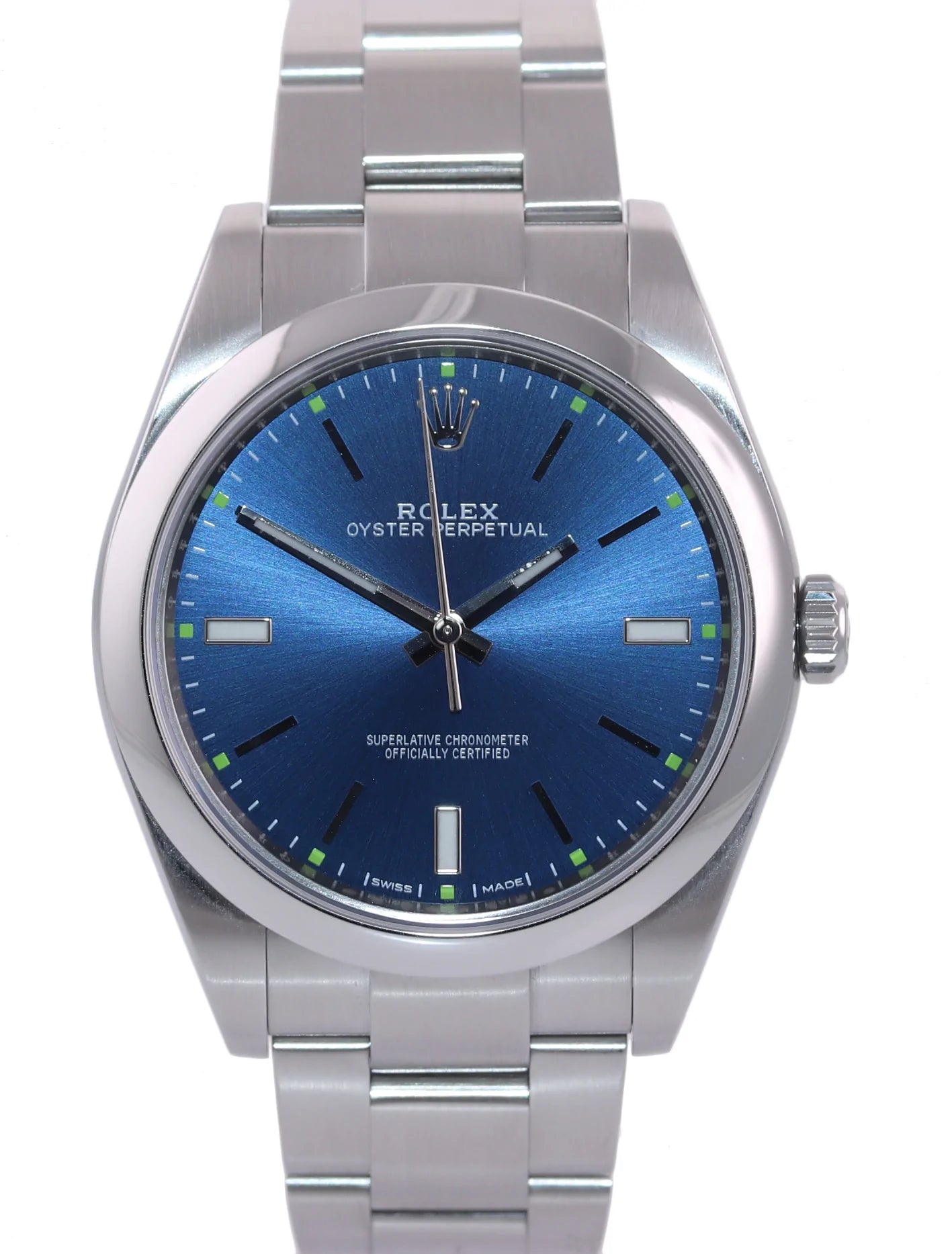 2018 Mint PAPERS Rolex Oyster Perpetual 41mm Blue Stick Oyster Watch 114300 Box