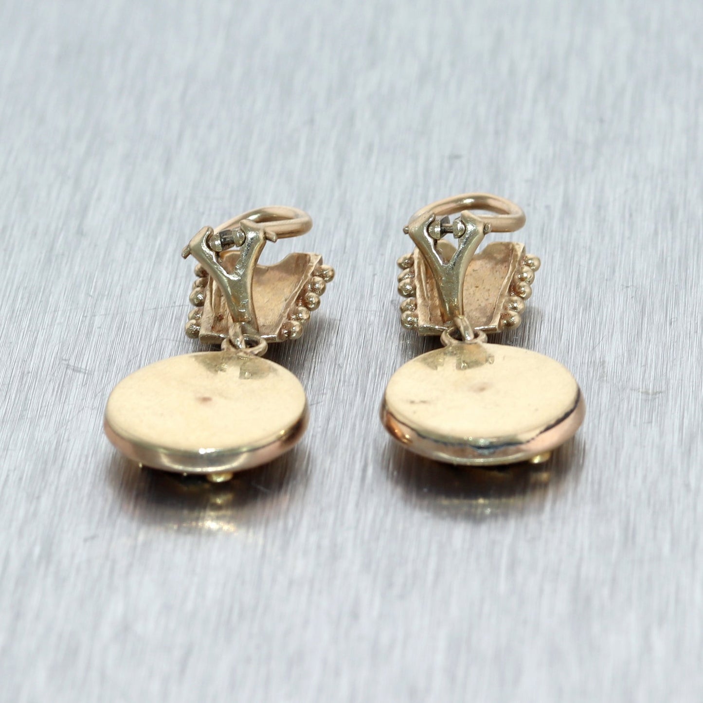 1880's Antique Victorian 14k Yellow Gold 0.50ctw Diamond Dangle Clip-On Earrings