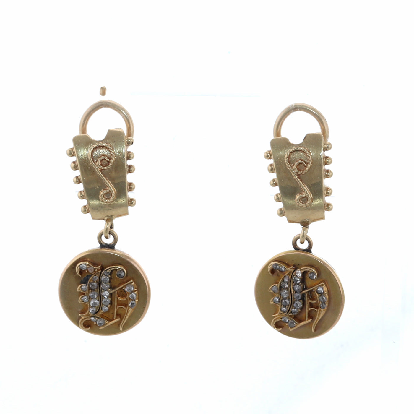 1880's Antique Victorian 14k Yellow Gold 0.50ctw Diamond Dangle Clip-On Earrings