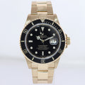 2002 MINT Rolex 16618LN Submariner 18K Yellow Gold Black Dial 40mm No Hole Case Watch Box
