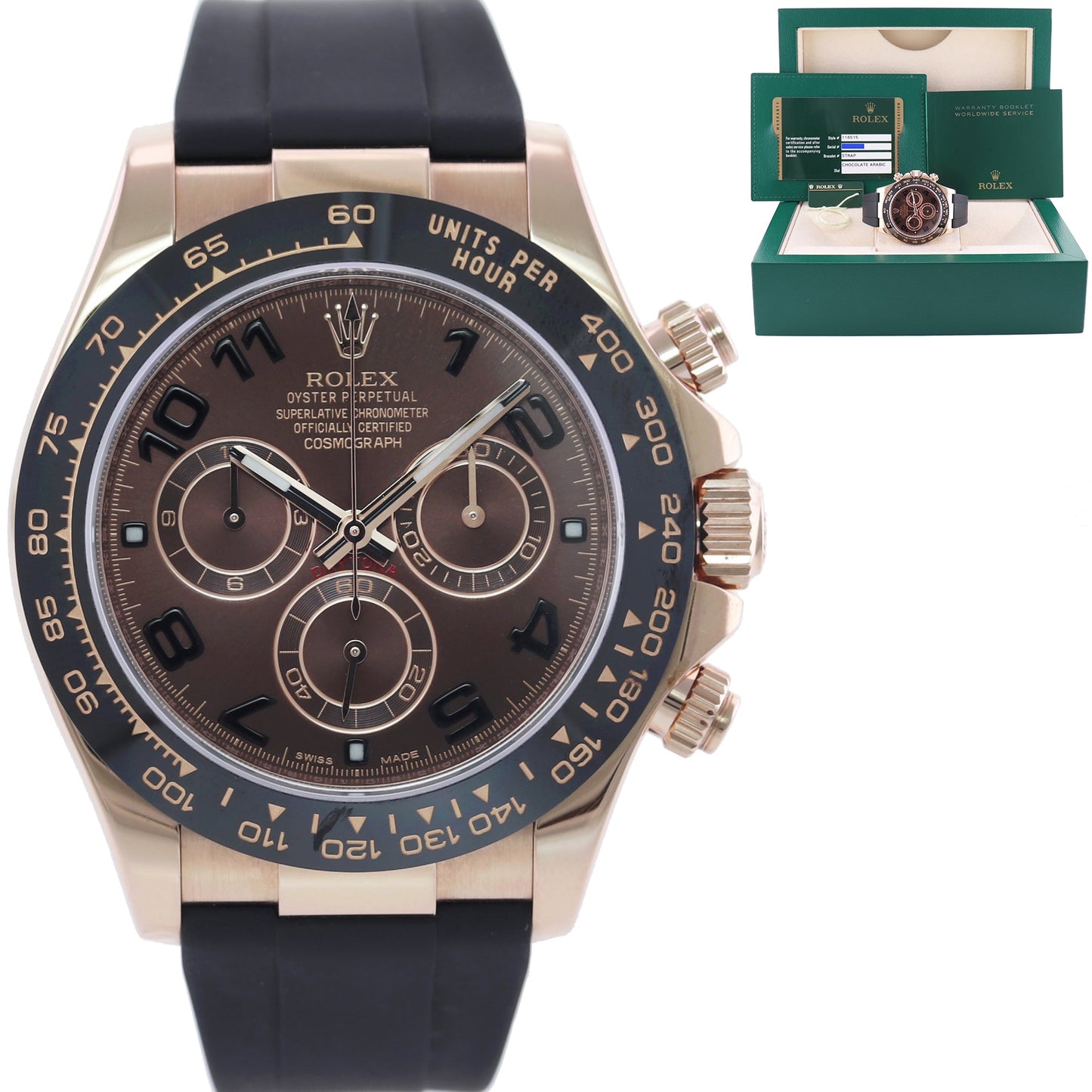 PAPERS MINT Rolex Daytona Chocolate Arabic Ceramic 116515 Rose Gold Rubber Watch Box