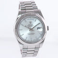 MINT Rolex Day Date II 2 White Gold 41mm President 218239 Silver Stick Dial Watch Box
