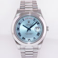 MINT Rolex Day-Date 41mm Blue Roman Platinum President 218206 Watch Box