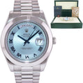 MINT Rolex Day-Date 41mm Blue Roman Platinum President 218206 Watch Box
