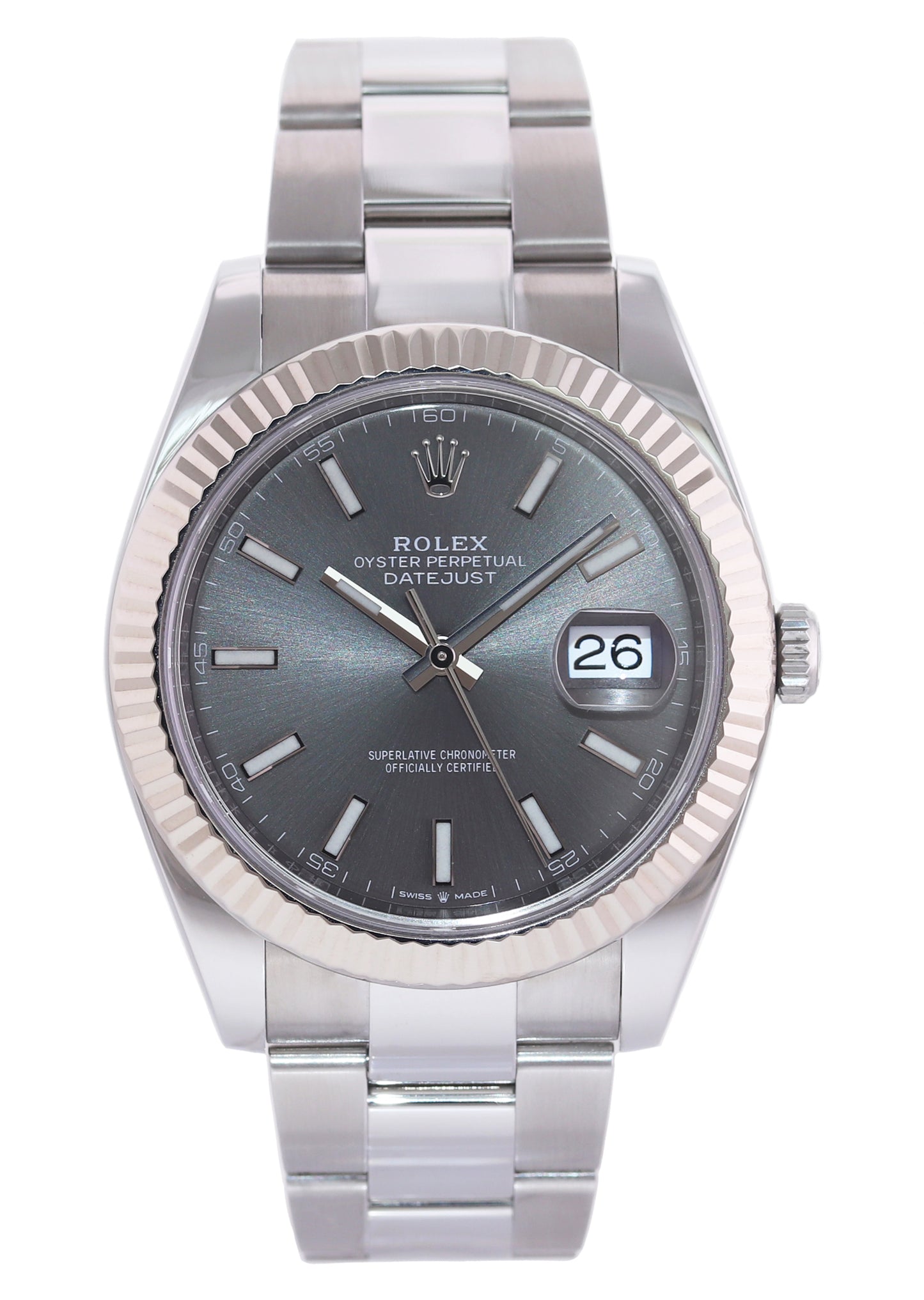 2023 MINT Rolex DateJust 41 Rhodium Stick Oyster Fluted 126334 Watch Box