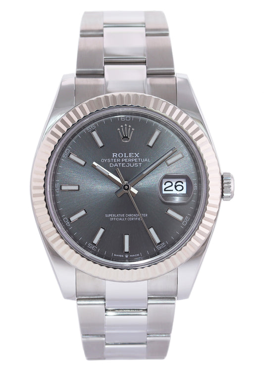 2023 MINT Rolex DateJust 41 Rhodium Stick Oyster Fluted 126334 Watch Box