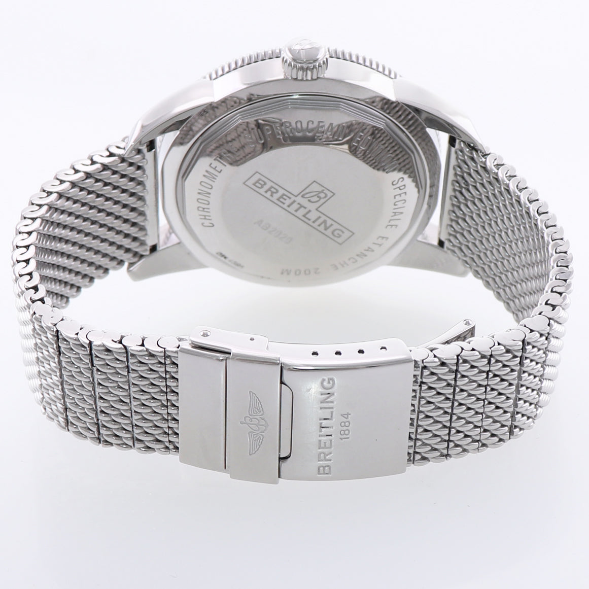 PAPERS Breitling Superocean Heritage II 46mm Black Steel Mesh AB2020 46mm Date Watch