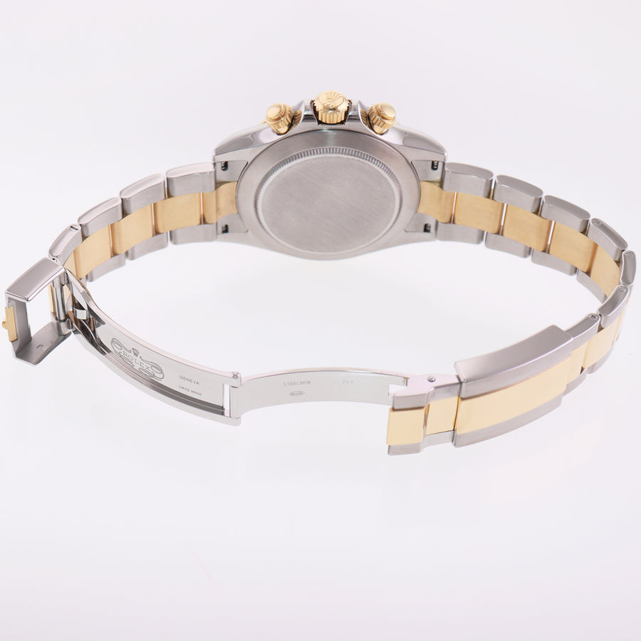 2021 MINT Rolex Daytona 116503 White Chronograph Two Tone Gold Steel Watch Box