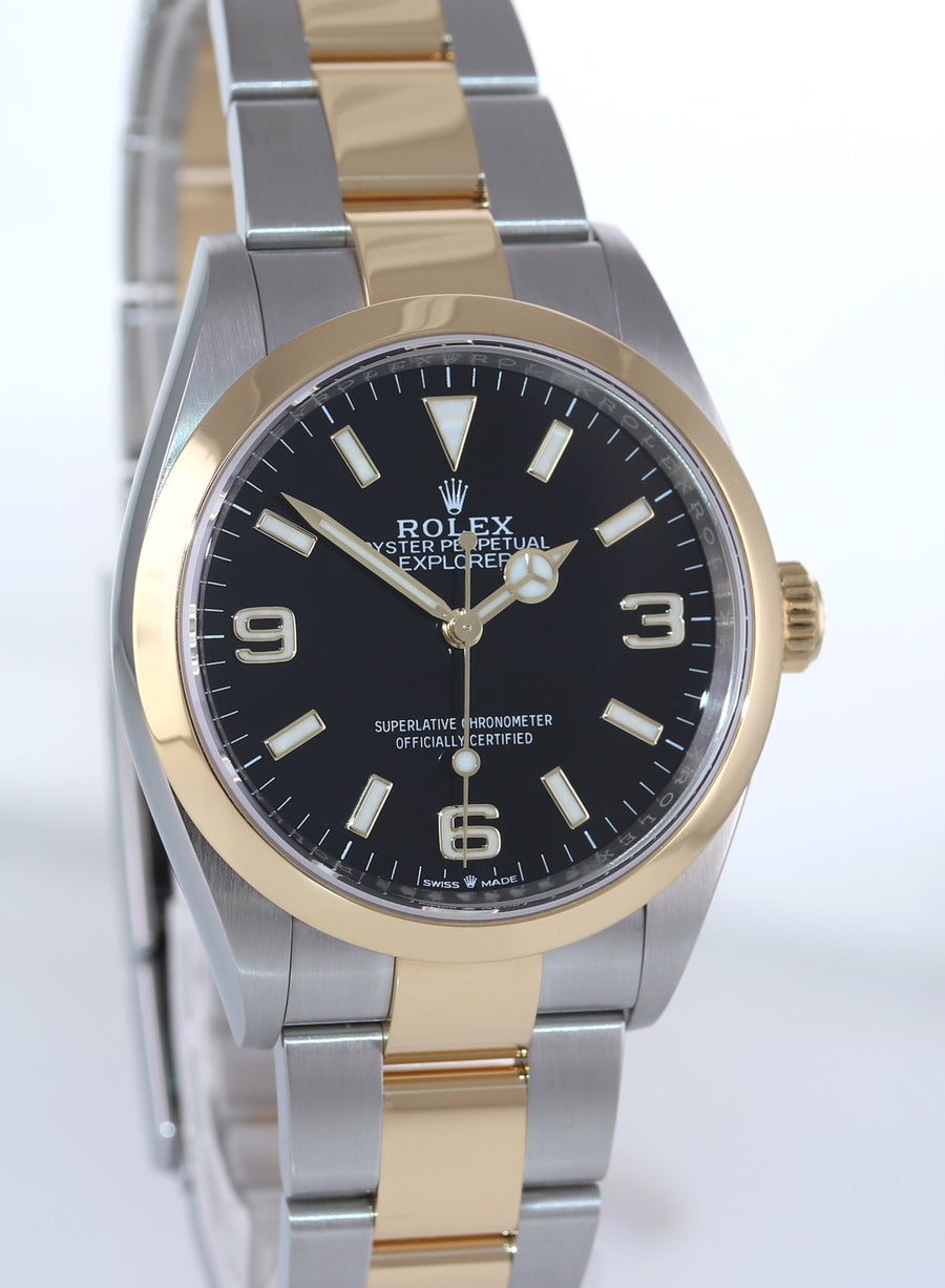 2023 MINT Rolex 124273 Explorer 1 Black Steel Two Tone Yellow Gold 36mm Watch Box