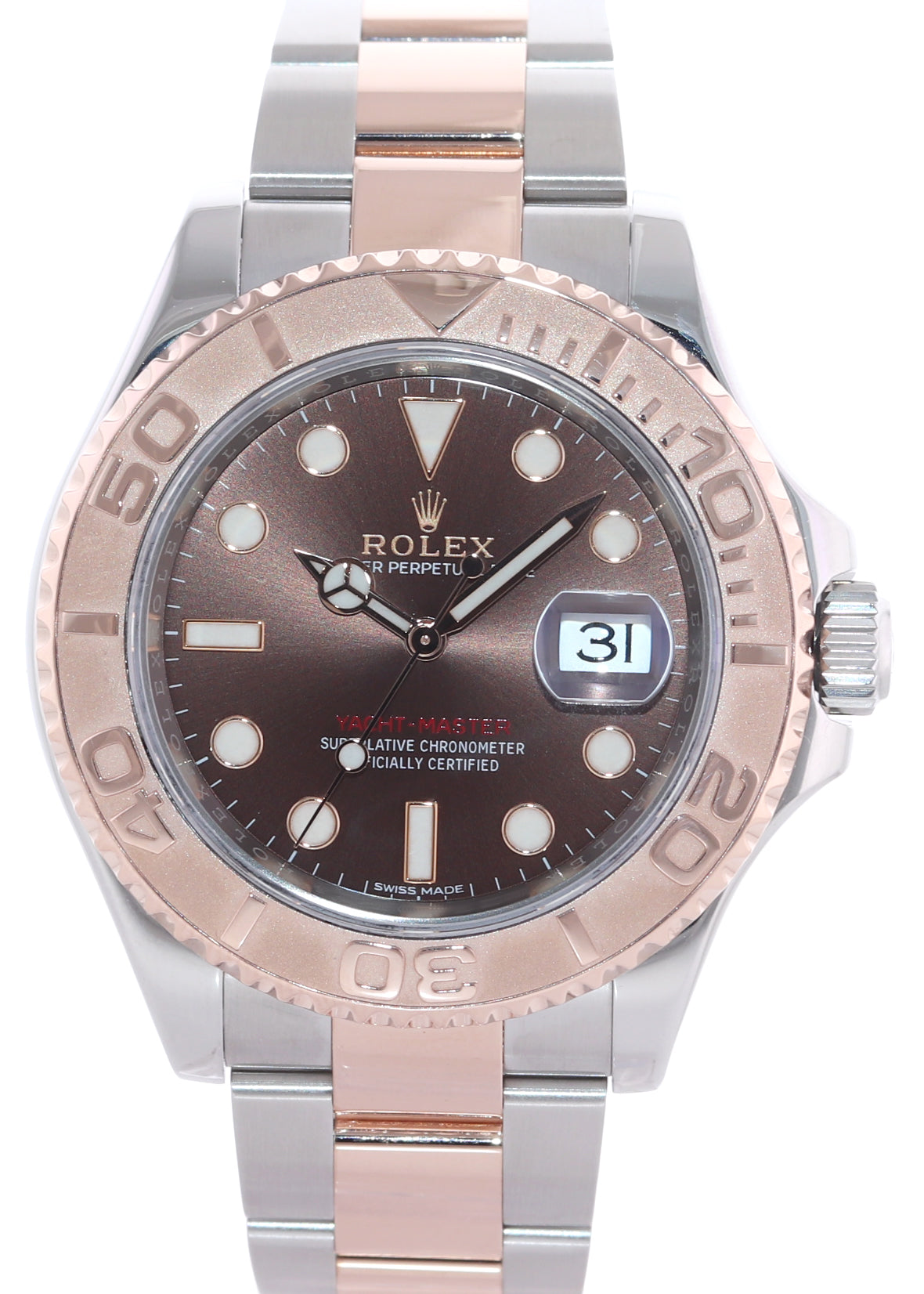 PAPERS MINT 2018 Rolex Yacht-Master 116621 CHOCOLATE 40mm Rose Gold Steel Watch