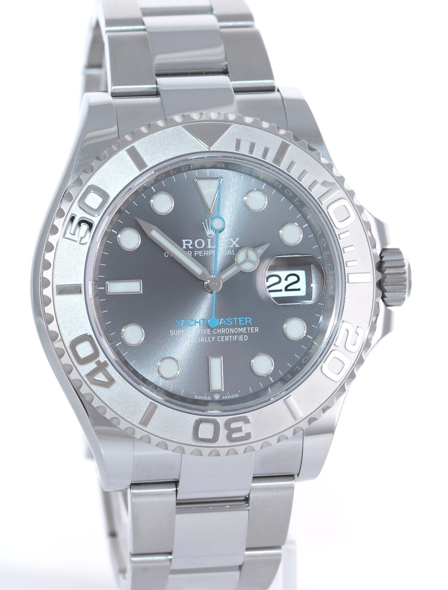 2023 NEW PAPERS Rolex 126622 Yacht-Master Steel Platinum Rhodium Blue Watch Box