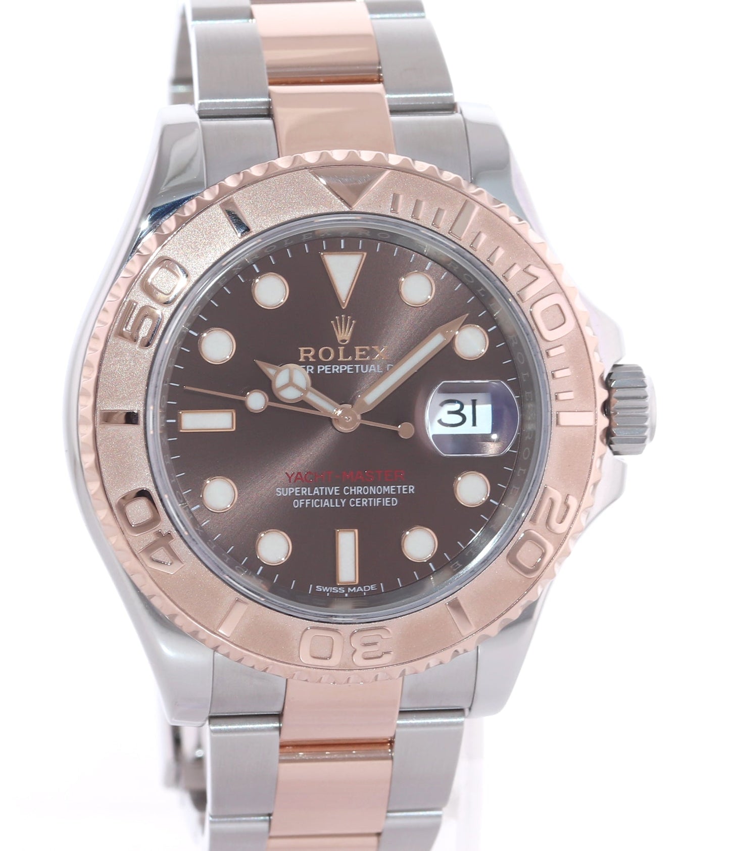 PAPERS MINT 2018 Rolex Yacht-Master 116621 CHOCOLATE 40mm Rose Gold Steel Watch