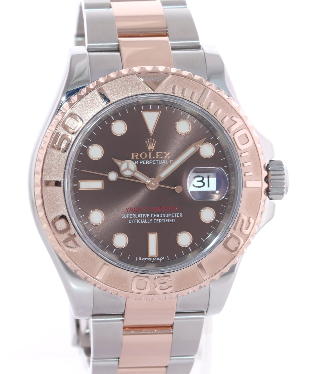 PAPERS MINT 2018 Rolex Yacht-Master 116621 CHOCOLATE 40mm Rose Gold Steel Watch