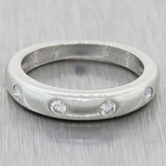 Van Cleef Platinum .32ctw Round Cut Bezel Set Diamond 3mm Wedding Band Ring L8