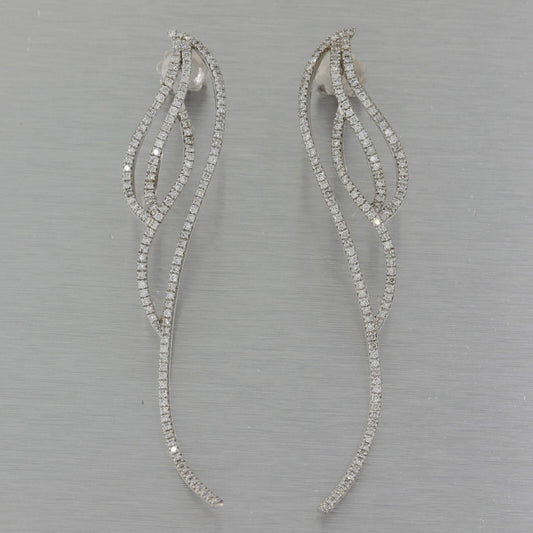 14k White Gold 1.25ctw Diamond Long Hanging Bridal Earrings