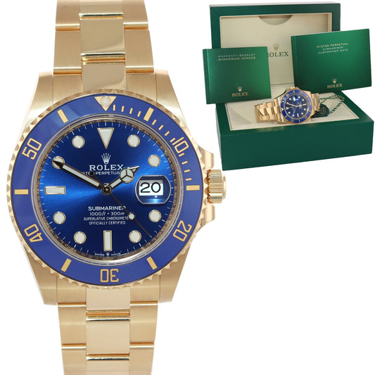 2024 NEW Rolex Sunburst Blue Dial Ceramic Bezel 126618LB Yellow Gold 41mm Watch Box