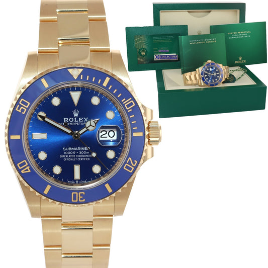 JULY 2024 STICKERS BRAND NEW PAPERS Rolex Blue Ceramic 126618 Yellow Gold Watch