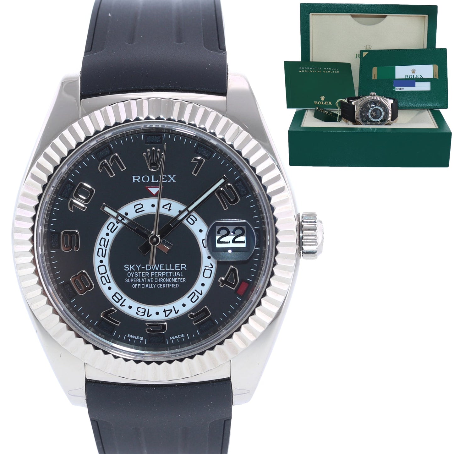 MINT Rolex Sky-Dweller White Gold 326139 42mm Black Watch Box