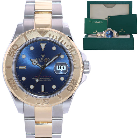 MINT Rolex Yacht-Master 16623 Blue Dial Two Tone Steel 18k Yellow Gold Watch Box