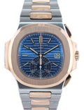 MINT 2015 PAPERS 5980/1AR-001 Patek Philippe Nautilus Rose Gold Two Tone Blue Watch